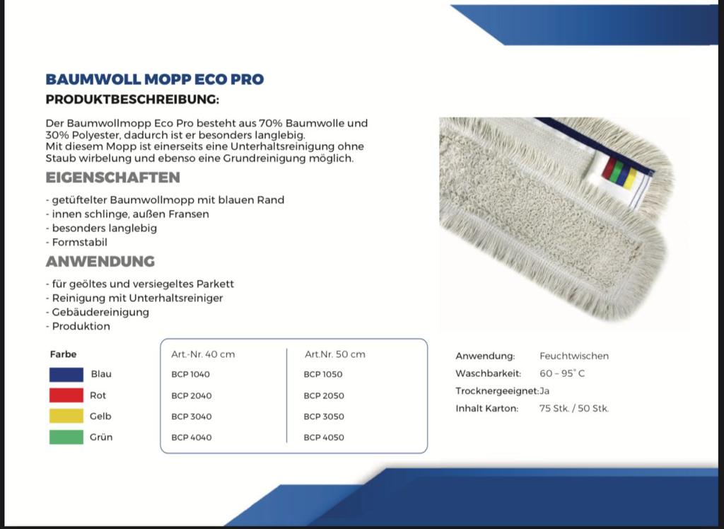 Mopp Baumwoll Eco Pro | innen schlinge, außen Fransen | besonders langlebig