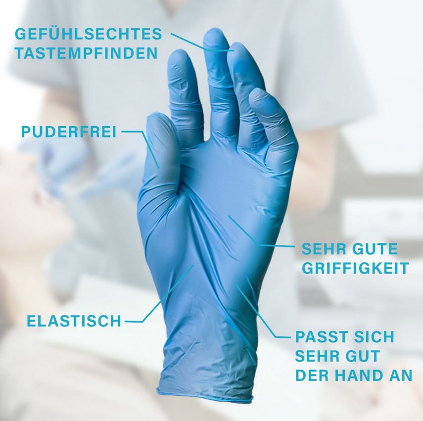 Kingfa Einweghandschuhe | Nitril Handschuhe | Blau / Schwarz | 10 x 100 Stück