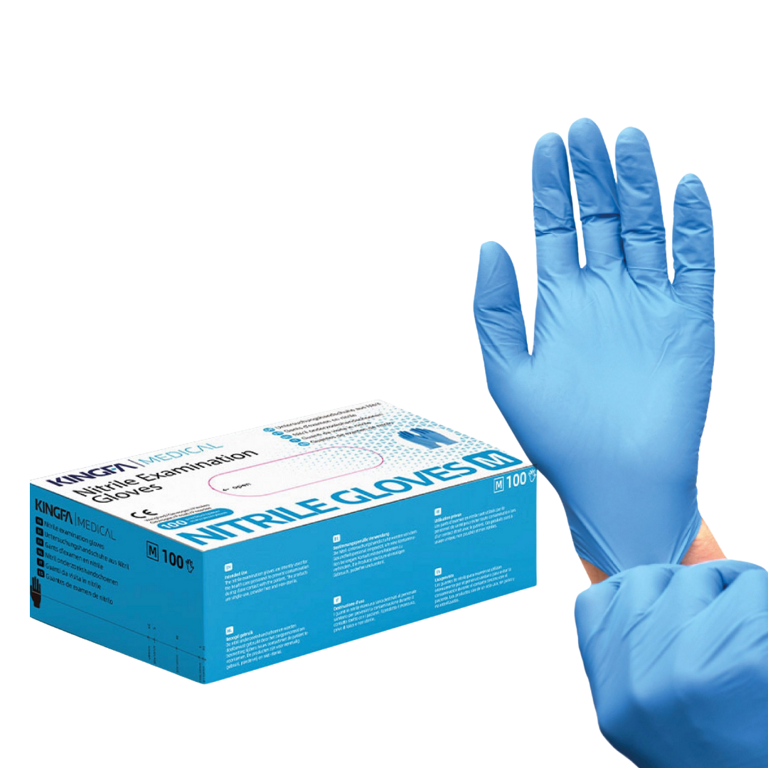 Kingfa Einweghandschuhe | Nitril Handschuhe | Blau / Schwarz | 10 x 100 Stück