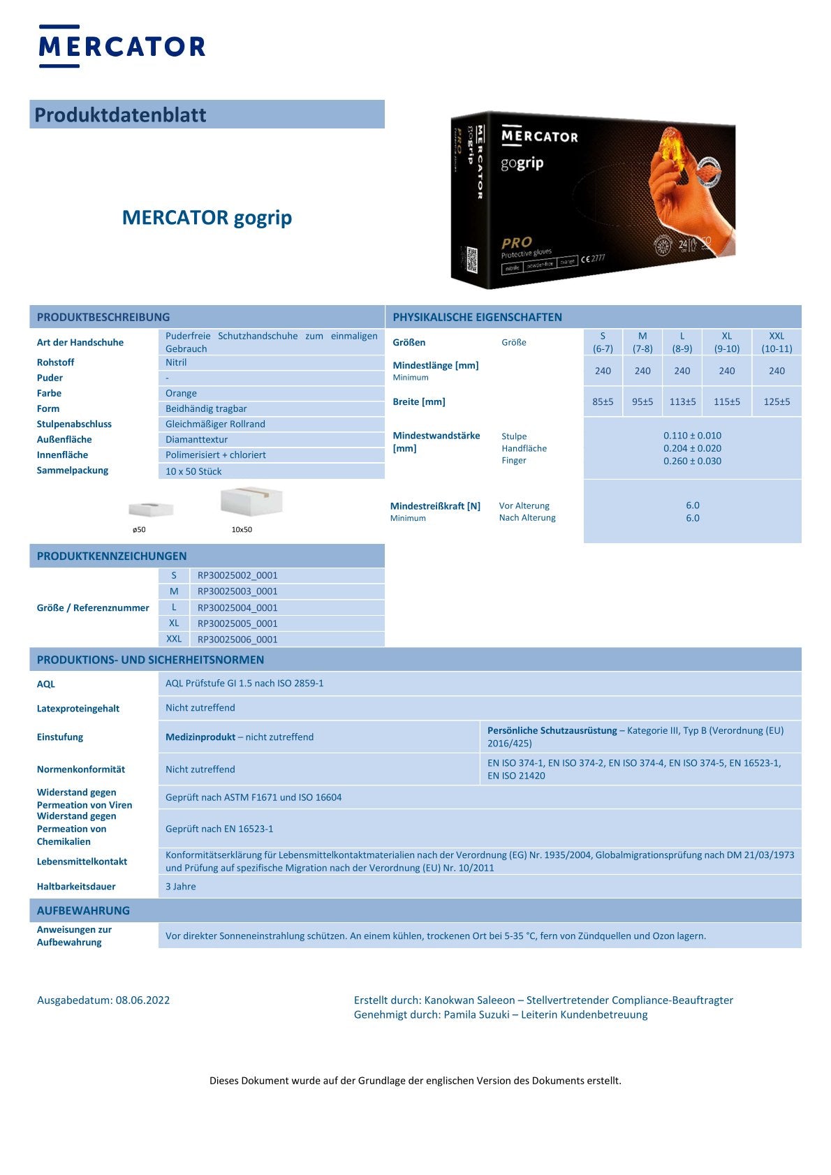 MERCATOR® gogrip | 50 St. | Nitrylhandschuhe | Schutzhandschuh | Puderfrei | in zwei Farben erhältlich
